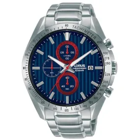Lorus Men's Chronograph Watch with Stainless Steel Band & Blue Dial RM307HX9