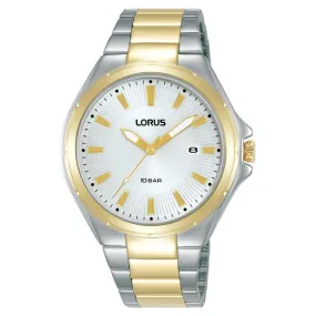 Lorus Men's Two-tone Analog Watch with Date, Stainless Steel Bracelet & White Dial RH944PX9
