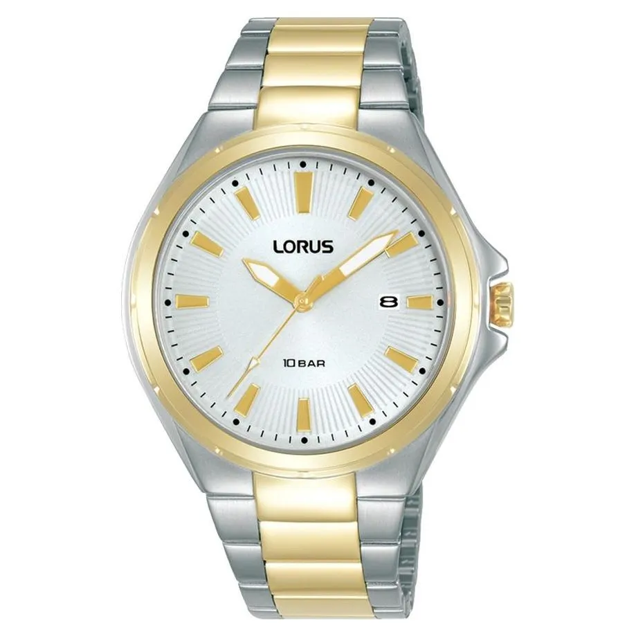 Lorus Men's Two-tone Analog Watch with Date, Stainless Steel Bracelet & White Dial RH944PX9