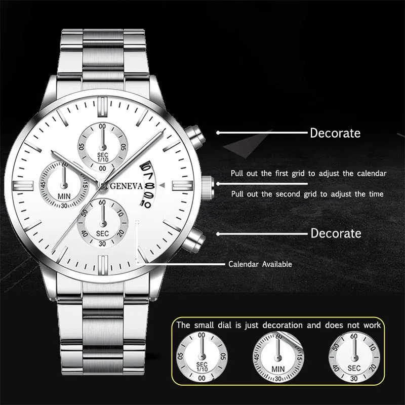 LUX® Silver Steel Quartz Watch