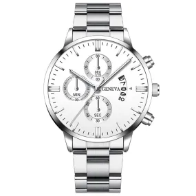 LUX® Silver Steel Quartz Watch