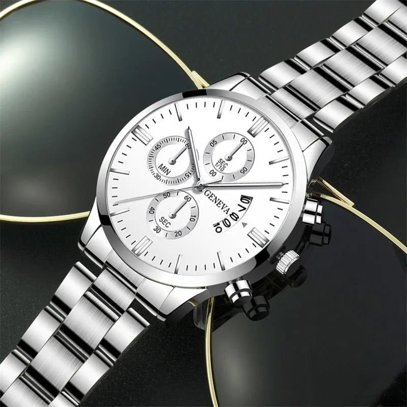 LUX® Silver Steel Quartz Watch