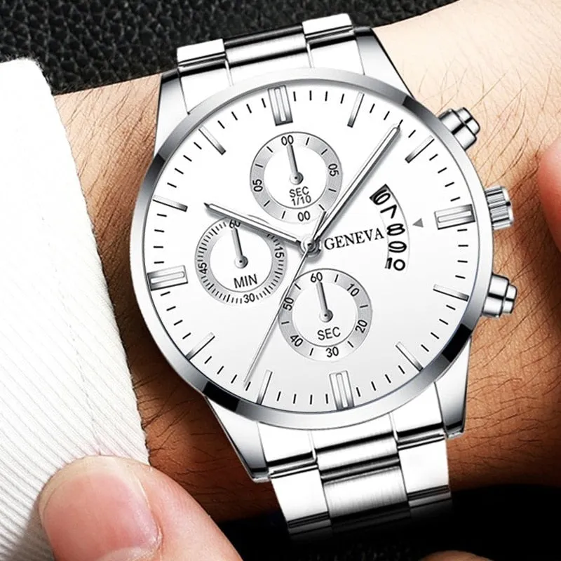 LUX® Silver Steel Quartz Watch