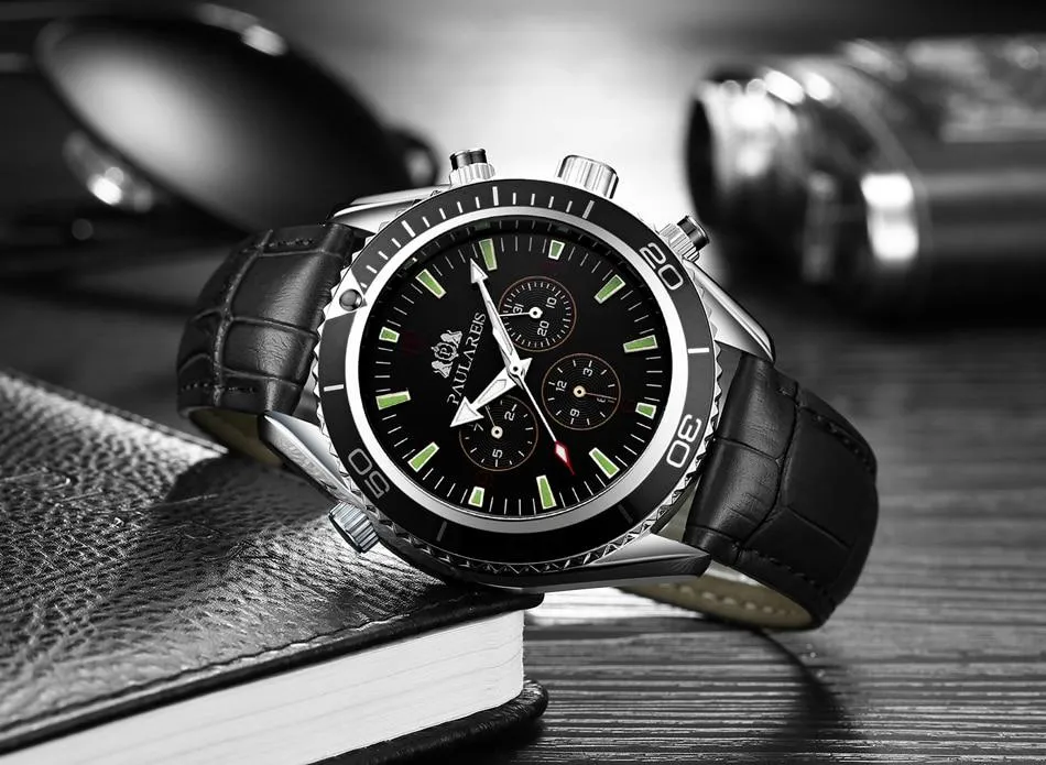 Luxury Automatic Bond Chrono Watch - Leather Strap