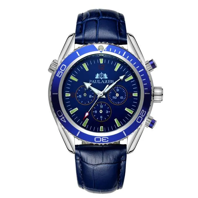 Luxury Automatic Bond Chrono Watch - Leather Strap