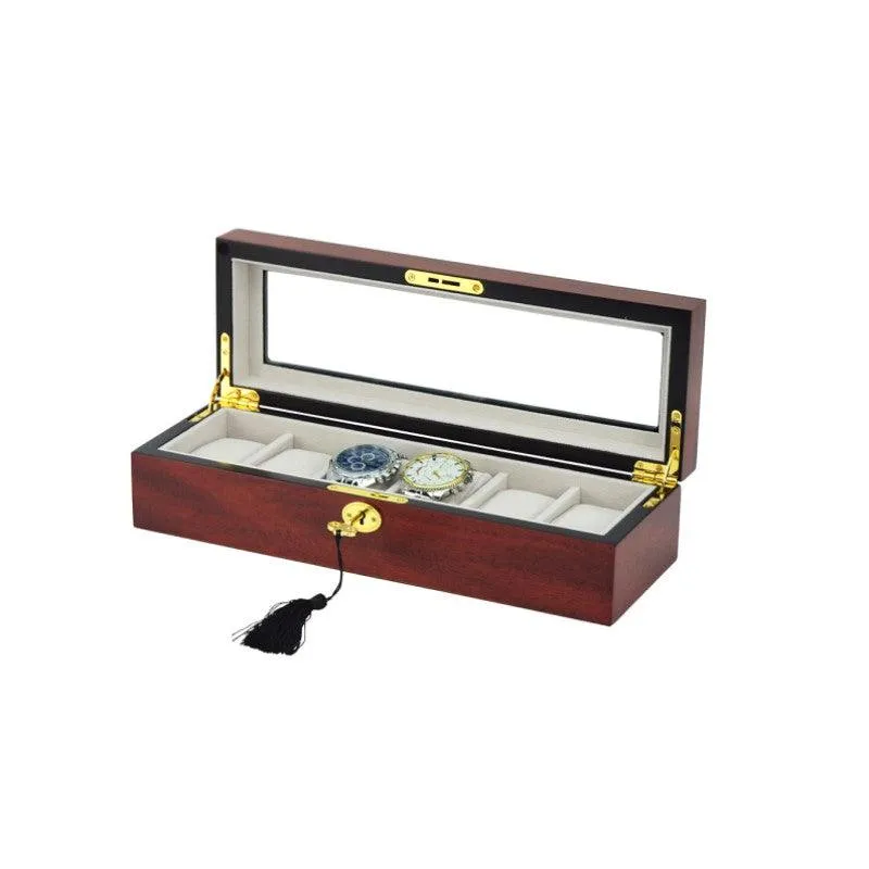 Luxury Cherry Wooden Watch Box for 6 Watches