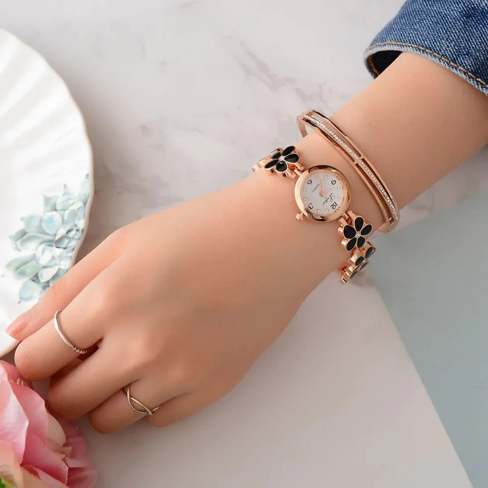 Luxury Crystal Gold Bracelet Rhinestone Quartz Wristwatches for Women