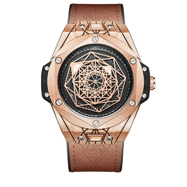 Luxury fashion unique sport new leather quartz watch
