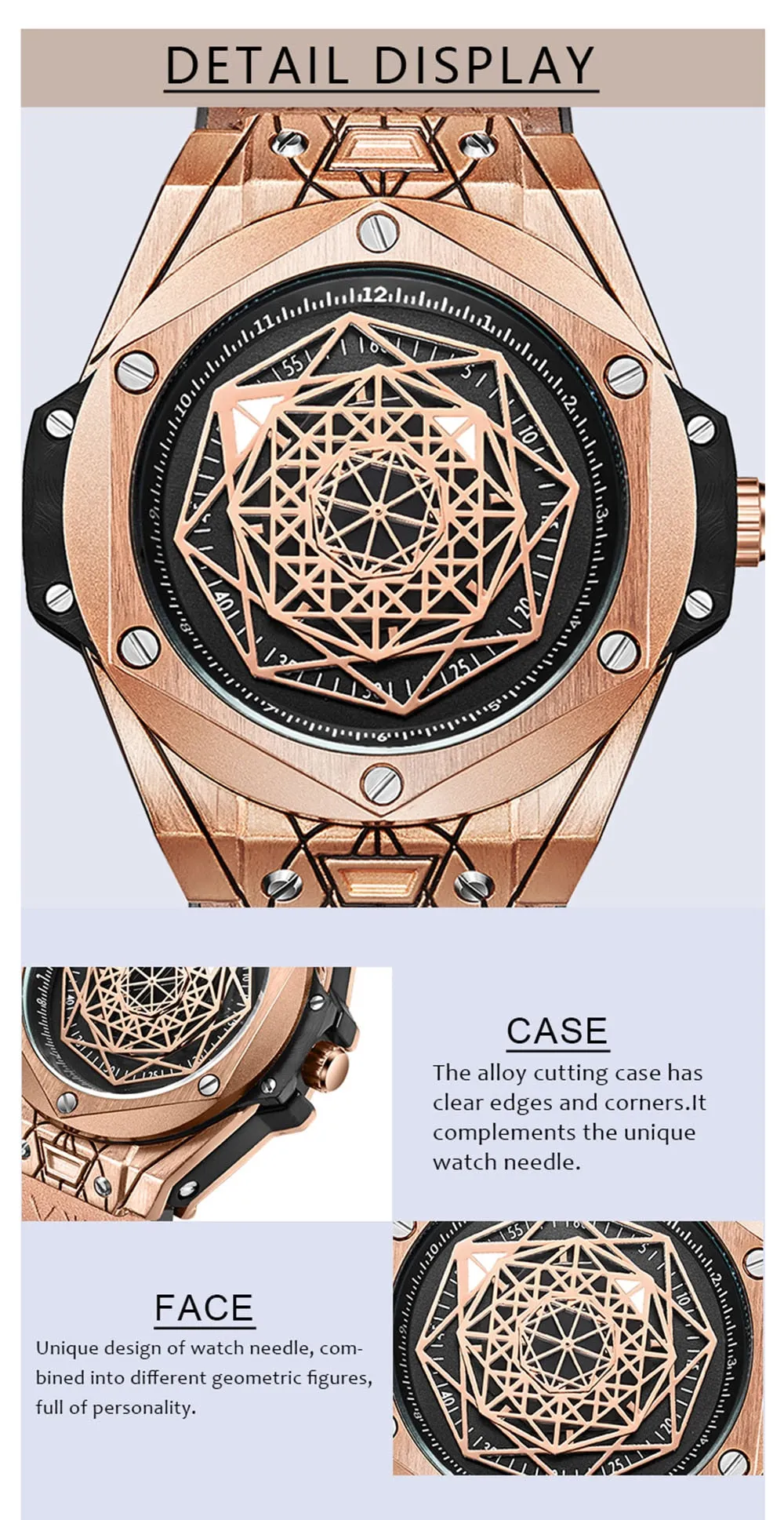 Luxury fashion unique sport new leather quartz watch