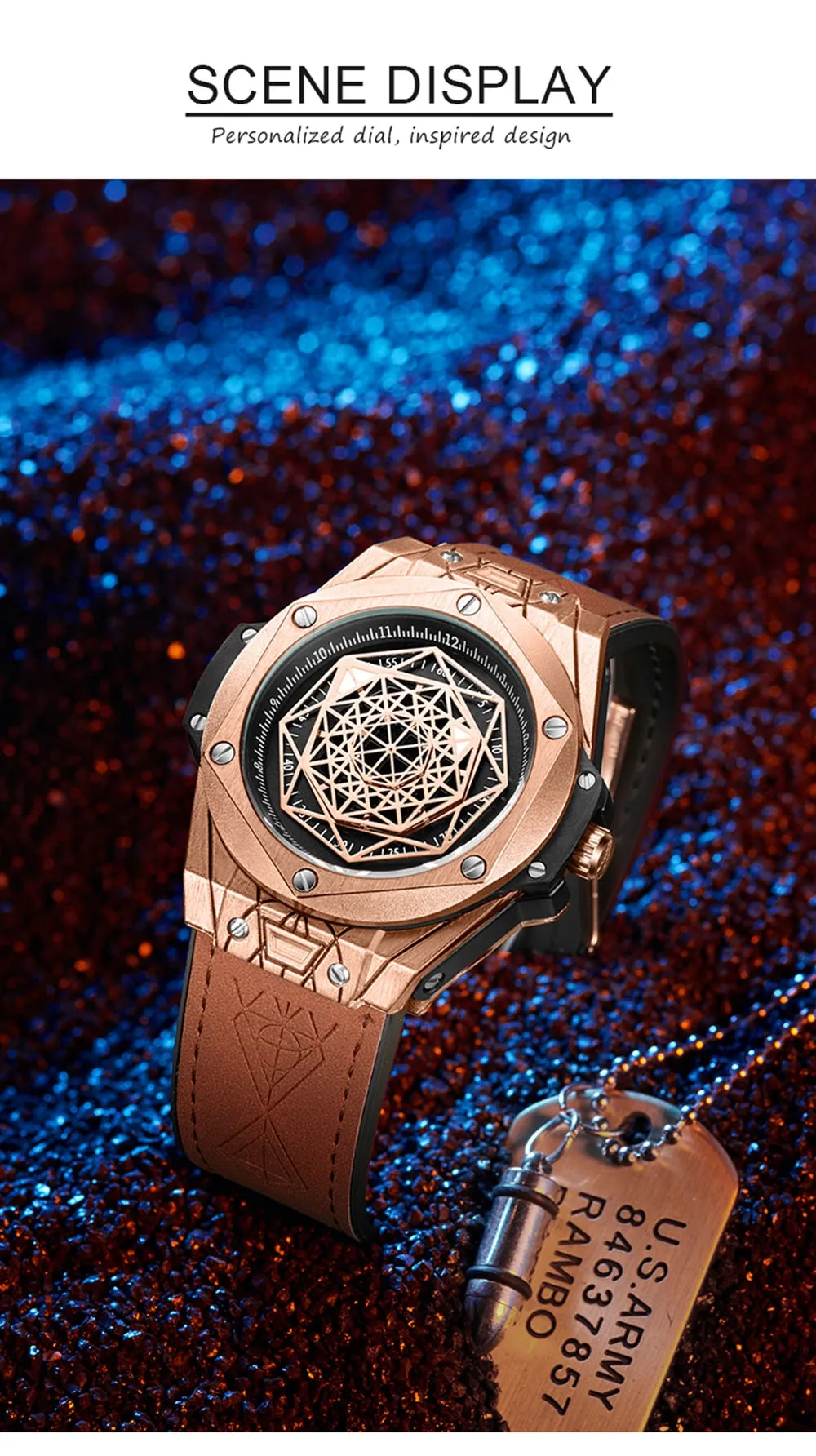 Luxury fashion unique sport new leather quartz watch