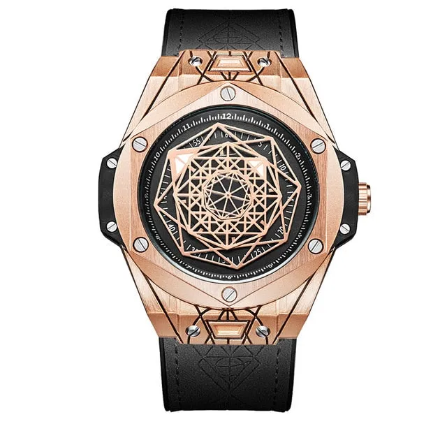 Luxury fashion unique sport new leather quartz watch