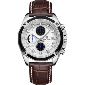 MEGIA CHRONOGRAPH QUARTZ VINTAGE STRAP WATER PROOF WATCH