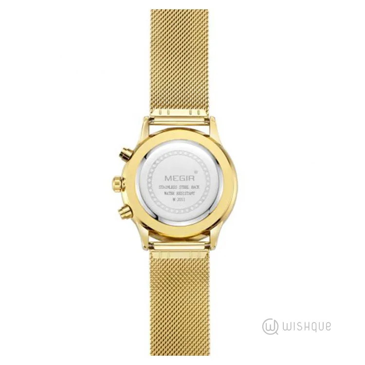 MEGIR Chronograph Stainless Steel Waterproof Men's Gold Watch MS2011GGD