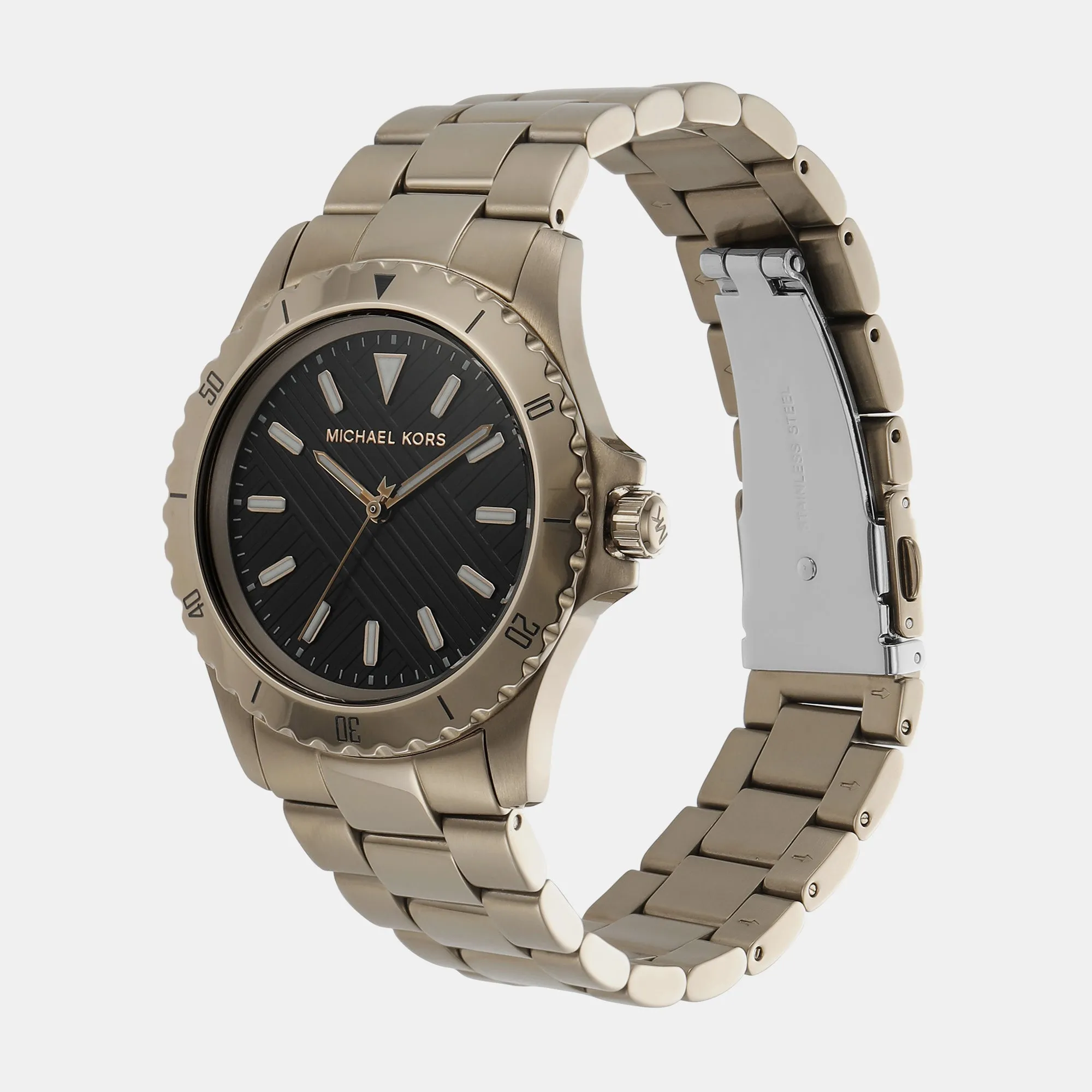 Men's Black Dial Analog Stainless Steel Watch MK9140