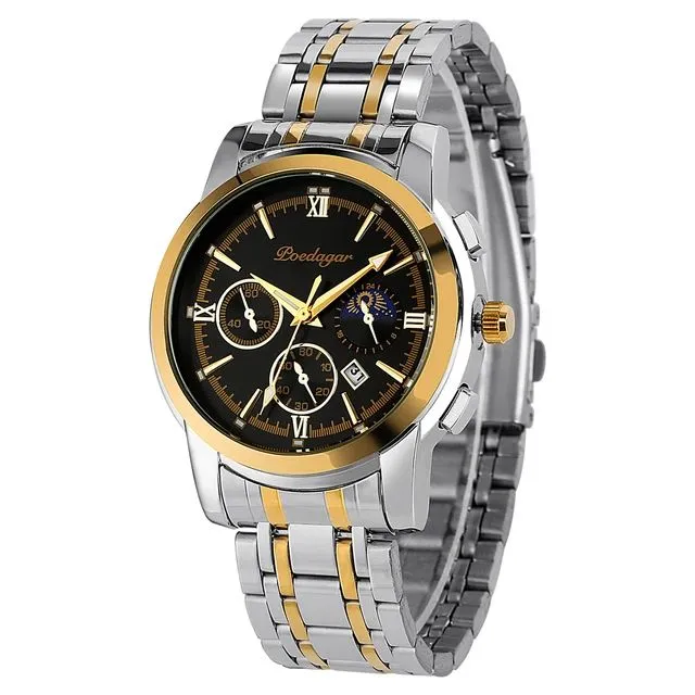 Mens Luxury Business Watches Stainless Steel Luminous Quartz Wristwatch W719241