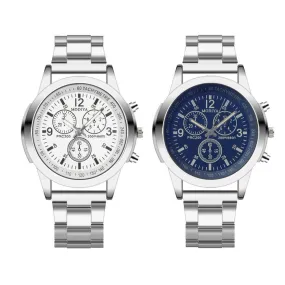 Mens Watches Top Brand Luxury Business Sports watch Stainless Steel Quartz Analog Hour Three Eyes Wrist Watch Relogio Masculino
