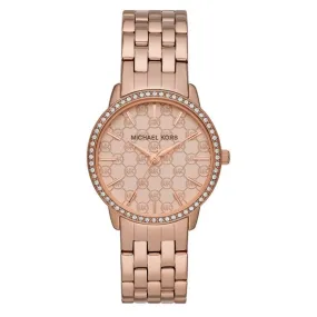 Michael Kors Argyle Logo Rose Gold Stainless Steel Rose Gold Dial Quartz Watch for Ladies - MK-3156