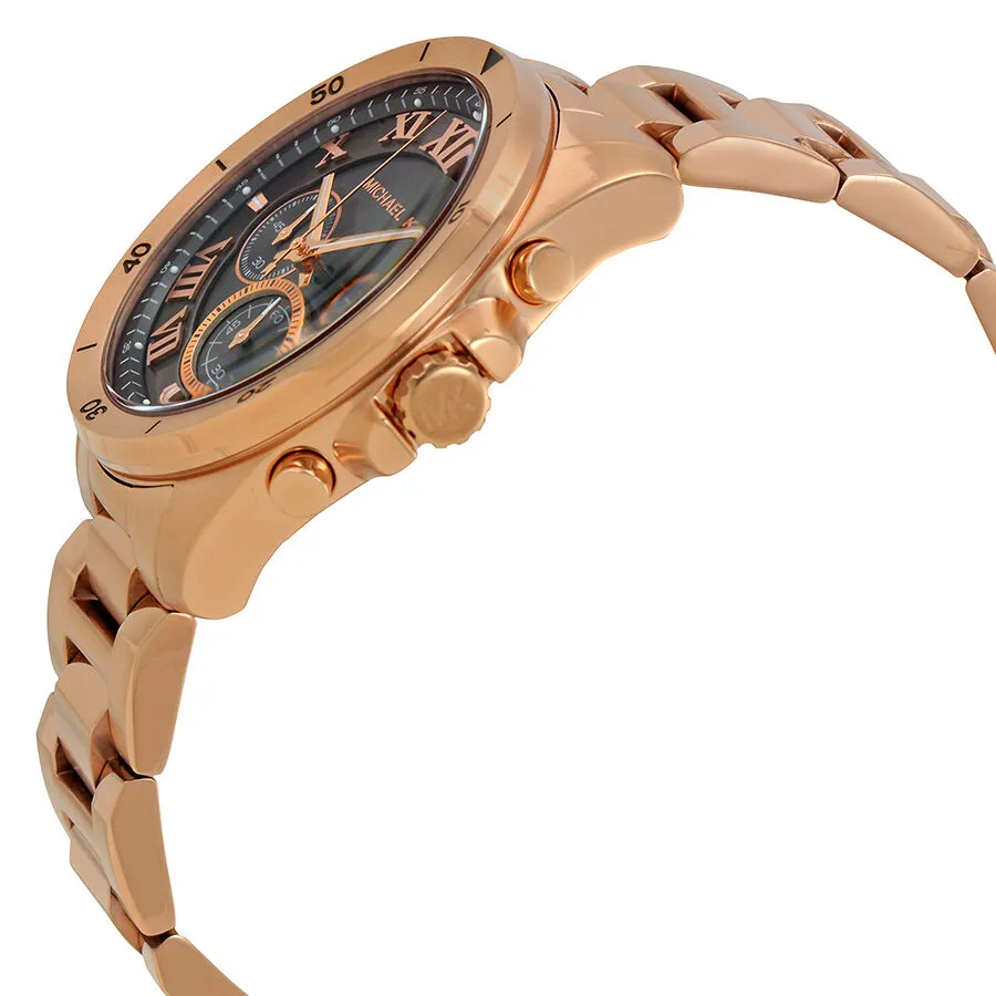 Michael Kors Brecken Grey Dial Men's Rose Gold Chronograph Watch MK8563