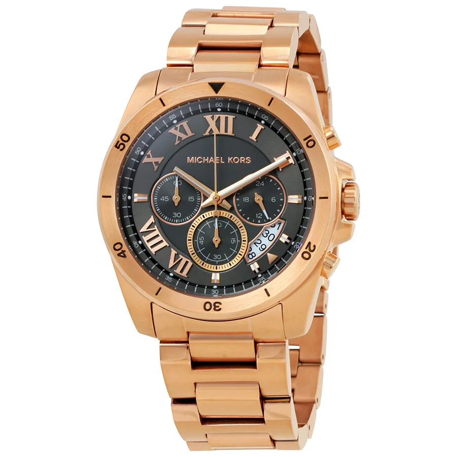 Michael Kors Brecken Grey Dial Men's Rose Gold Chronograph Watch MK8563