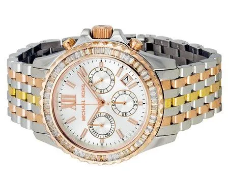 Michael Kors Everest Chronograph Silver Dial Tri-tone Watch MK5876
