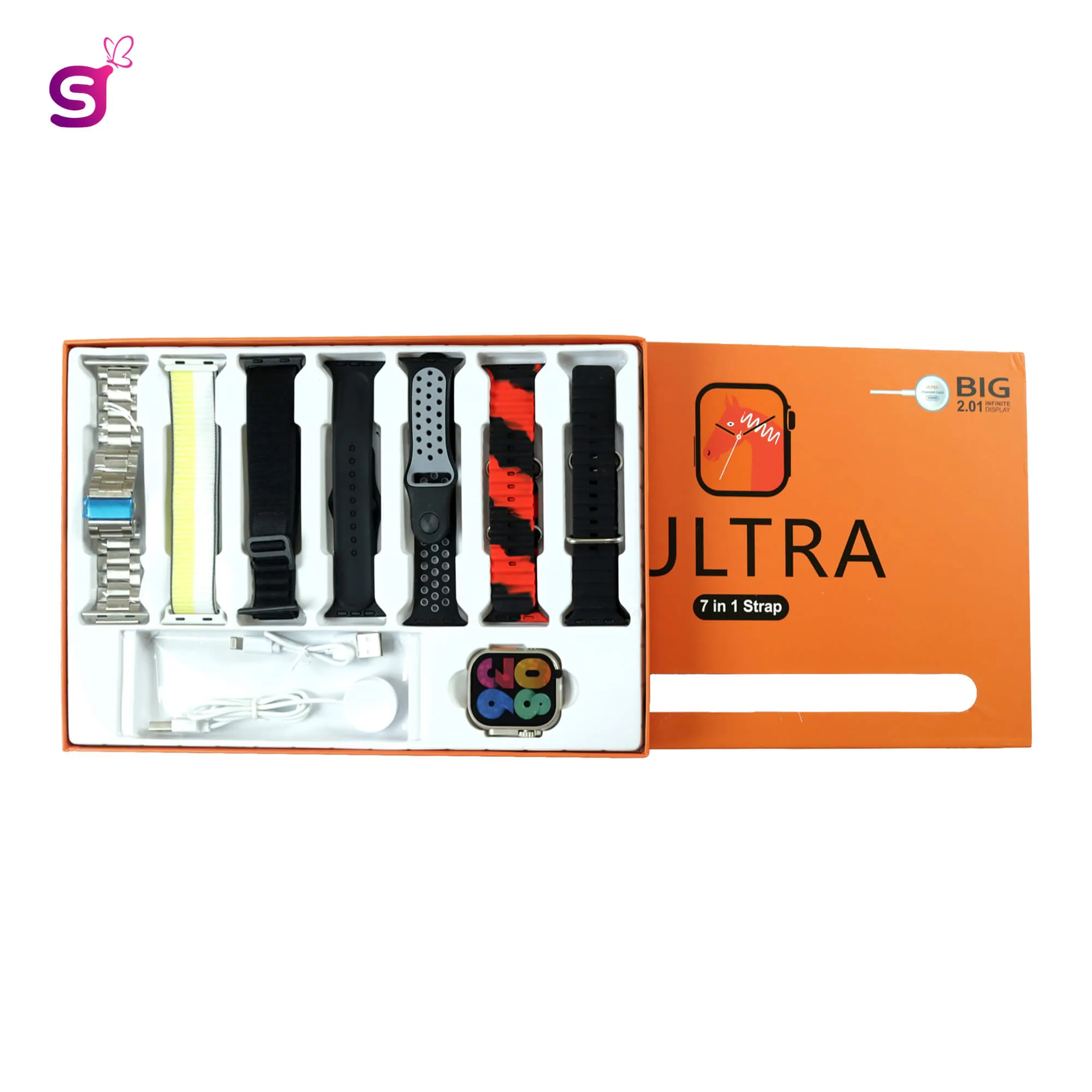 Multi-style 7 In 1 Smartwatch Straps New Slim Silicone Magnetic Wireless Charging Water Resistant