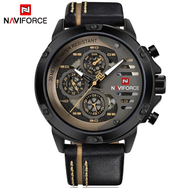 NAVIFORCE MensLuxury Leather Waterproof Quartz Watches (Free Shipping)