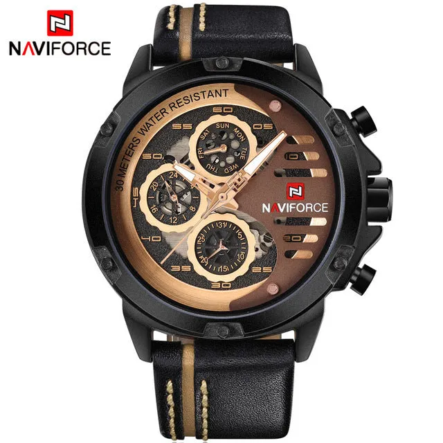 NAVIFORCE MensLuxury Leather Waterproof Quartz Watches (Free Shipping)