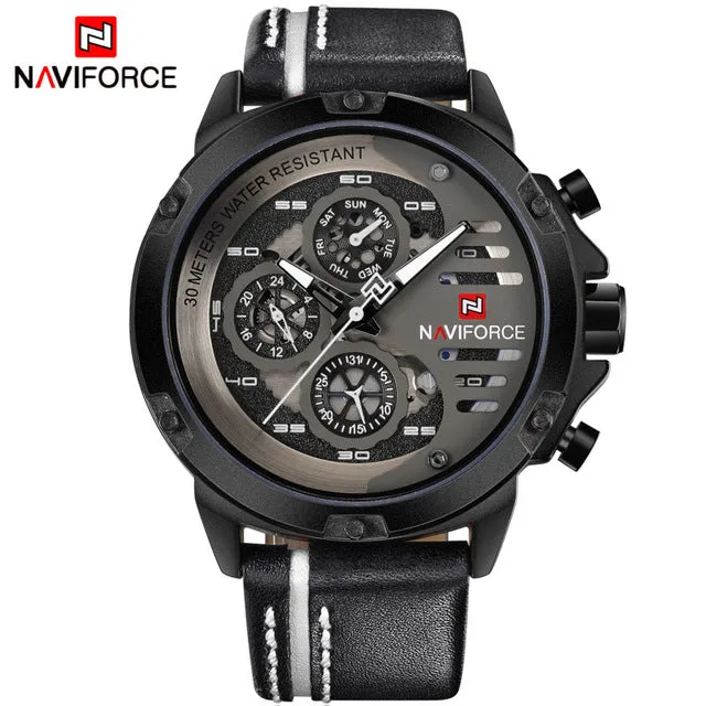 NAVIFORCE MensLuxury Leather Waterproof Quartz Watches (Free Shipping)