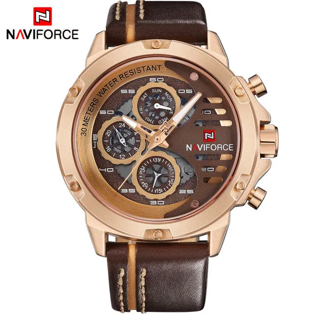 NAVIFORCE MensLuxury Leather Waterproof Quartz Watches (Free Shipping)