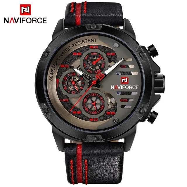 NAVIFORCE MensLuxury Leather Waterproof Quartz Watches (Free Shipping)