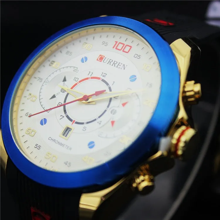 New Famous CURREN Brand Rubber Fashion Quartz Men Casual Watch Calendar Date Work 30M Waterproof Wristwatch