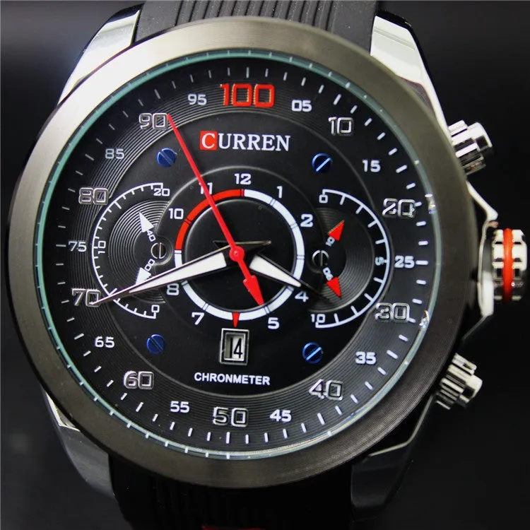 New Famous CURREN Brand Rubber Fashion Quartz Men Casual Watch Calendar Date Work 30M Waterproof Wristwatch