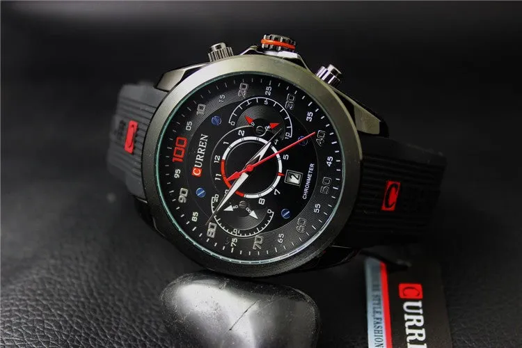 New Famous CURREN Brand Rubber Fashion Quartz Men Casual Watch Calendar Date Work 30M Waterproof Wristwatch