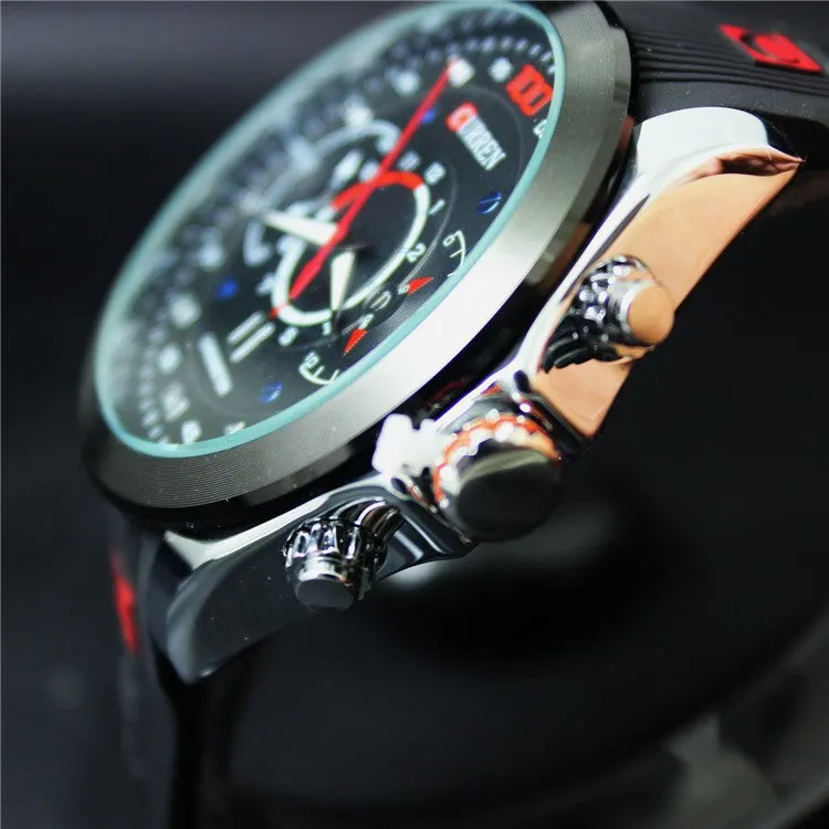 New Famous CURREN Brand Rubber Fashion Quartz Men Casual Watch Calendar Date Work 30M Waterproof Wristwatch