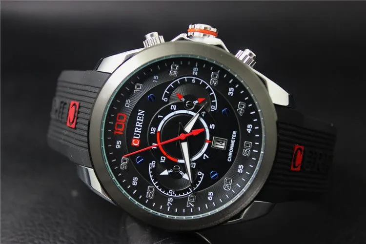 New Famous CURREN Brand Rubber Fashion Quartz Men Casual Watch Calendar Date Work 30M Waterproof Wristwatch