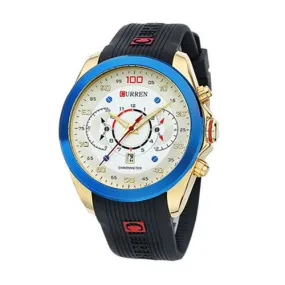 New Famous CURREN Brand Rubber Fashion Quartz Men Casual Watch Calendar Date Work 30M Waterproof Wristwatch