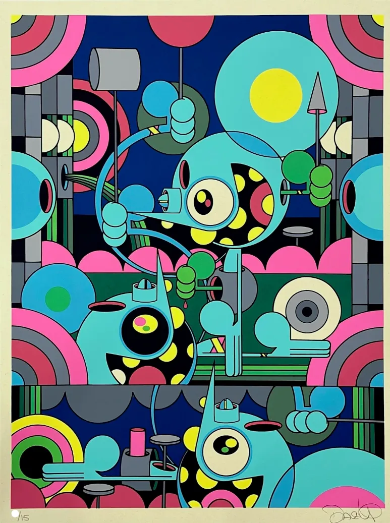 Night Time Manila Yellow Silkscreen Print by Dalek- James Marshall