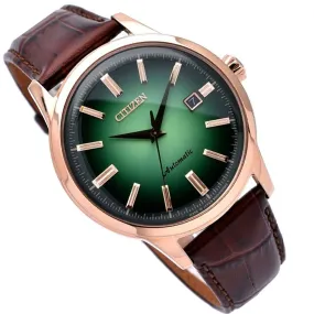 NK0002-14W Citizen Automatic Green Dial Analog 21 Jewels Leather Watch