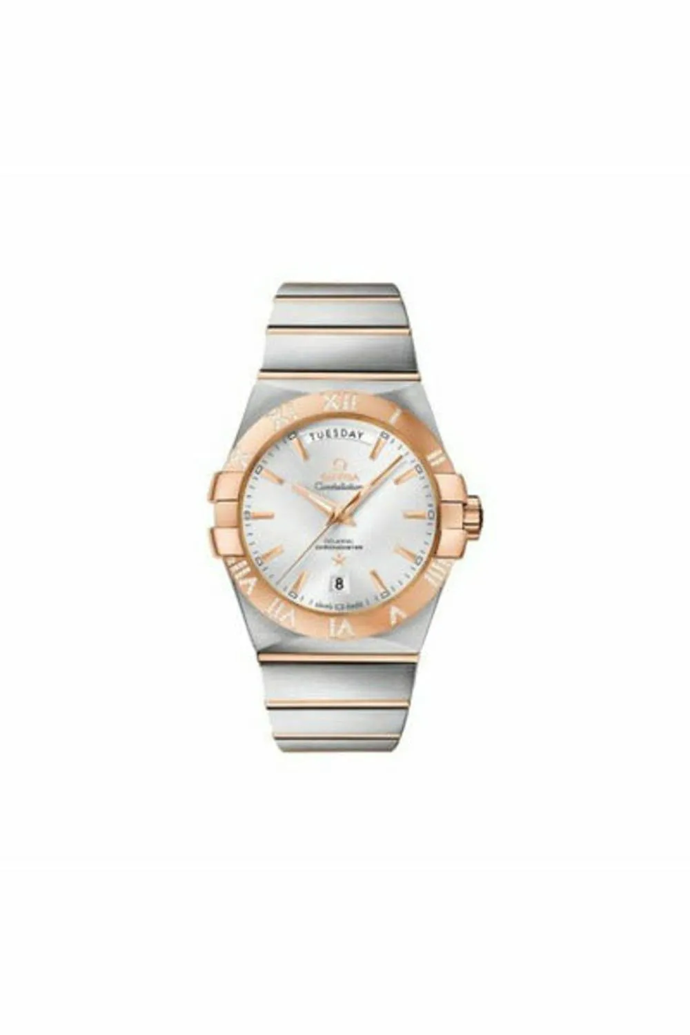 omega constellation co-axial 38mm stainless steel & 18kt rose gold men's watch