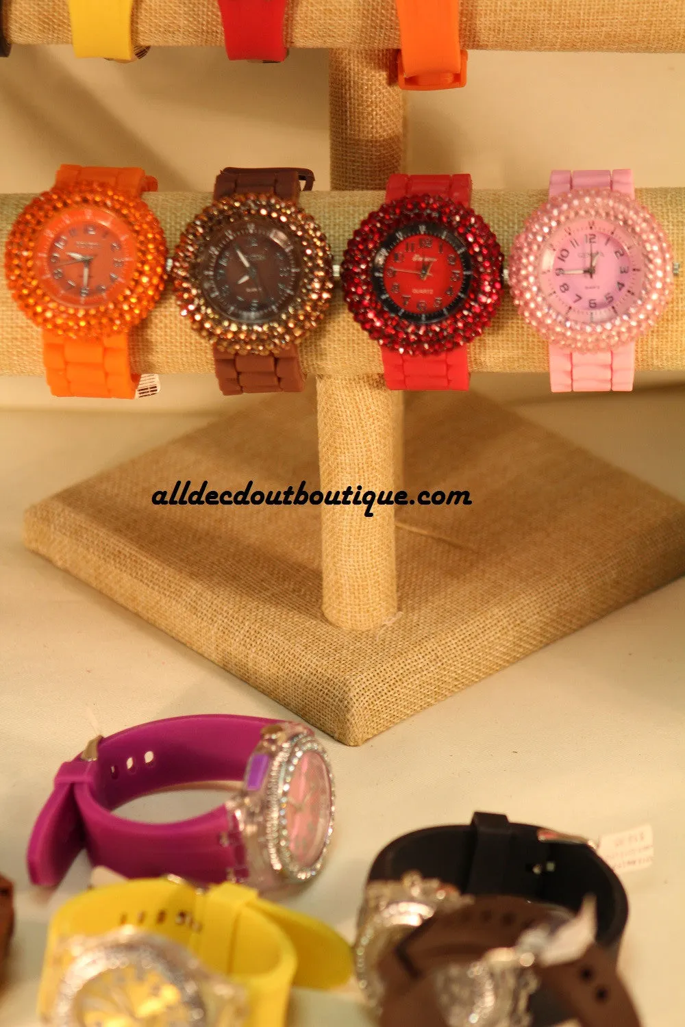 Orange/Orange Orange Rhinestones | Silicone Band