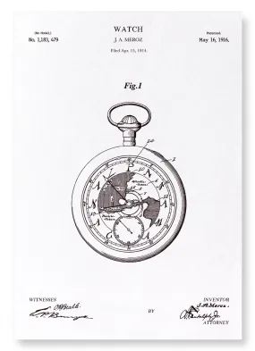 Patent of watch (1916) (Pack of 2 prints)