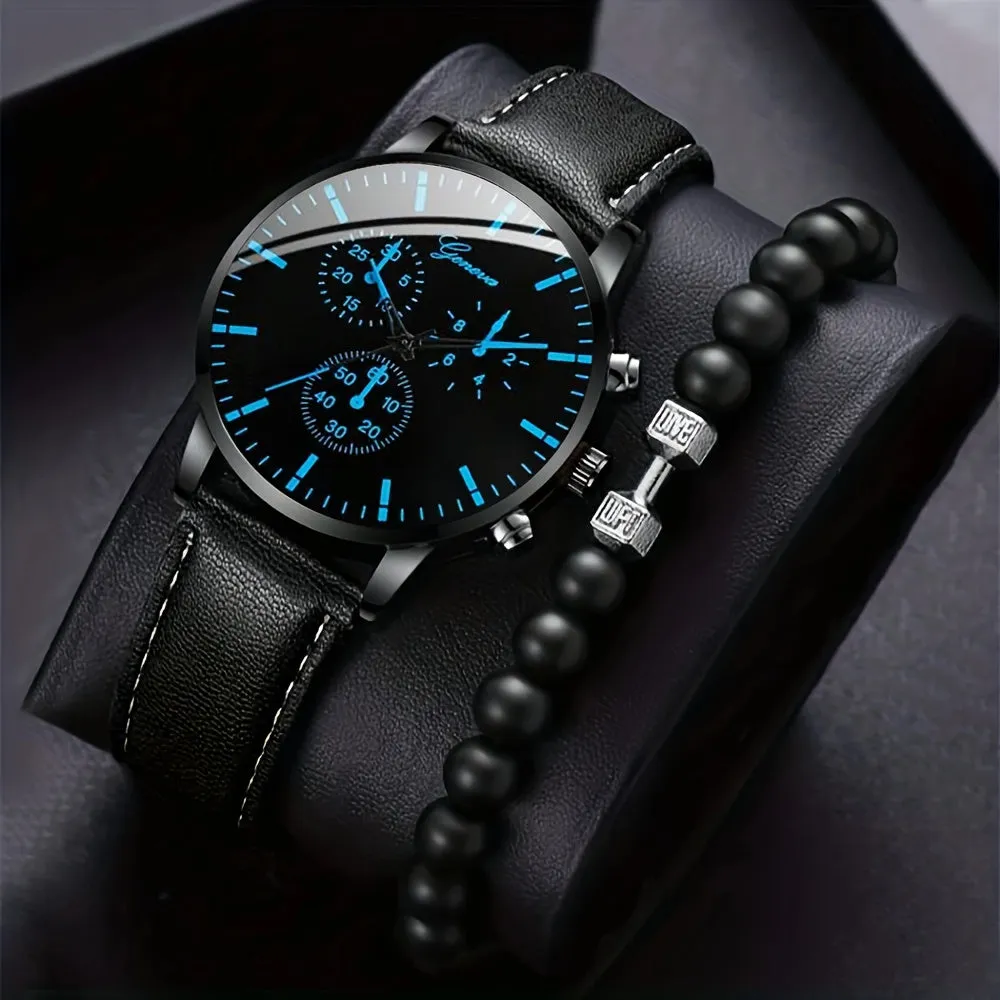 Perfect Gift Set 1 Bracelet  1 Mens Quartz Watch