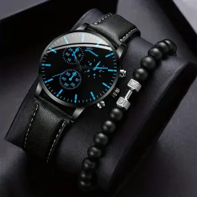 Perfect Gift Set 1 Bracelet  1 Mens Quartz Watch