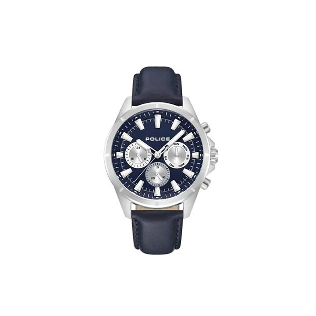 Police Malawi Stainless Steel Leather Watch PEWJF0005803