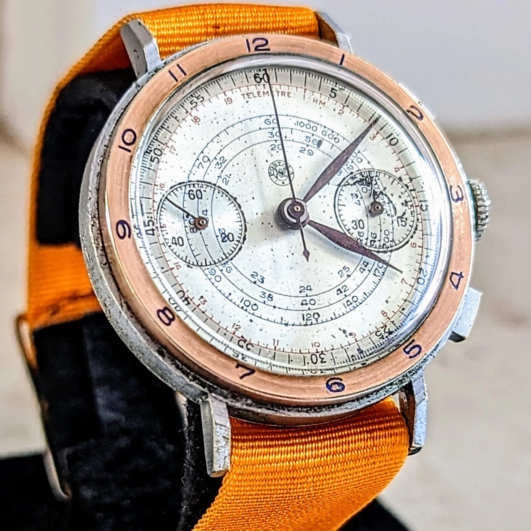 POSTALA Military Doctor's Watch Landeron 39 Chronograph Wristwatch