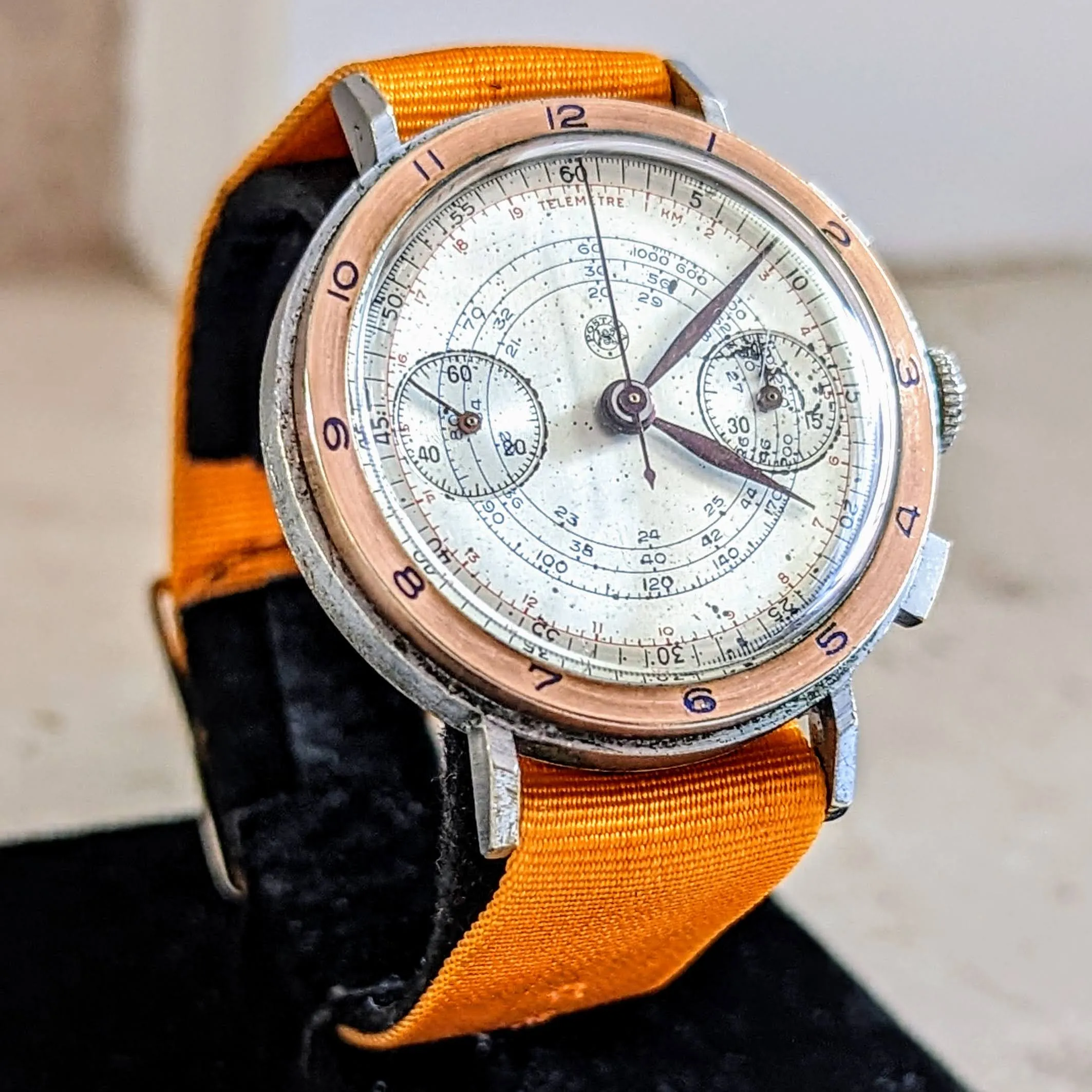 POSTALA Military Doctor's Watch Landeron 39 Chronograph Wristwatch