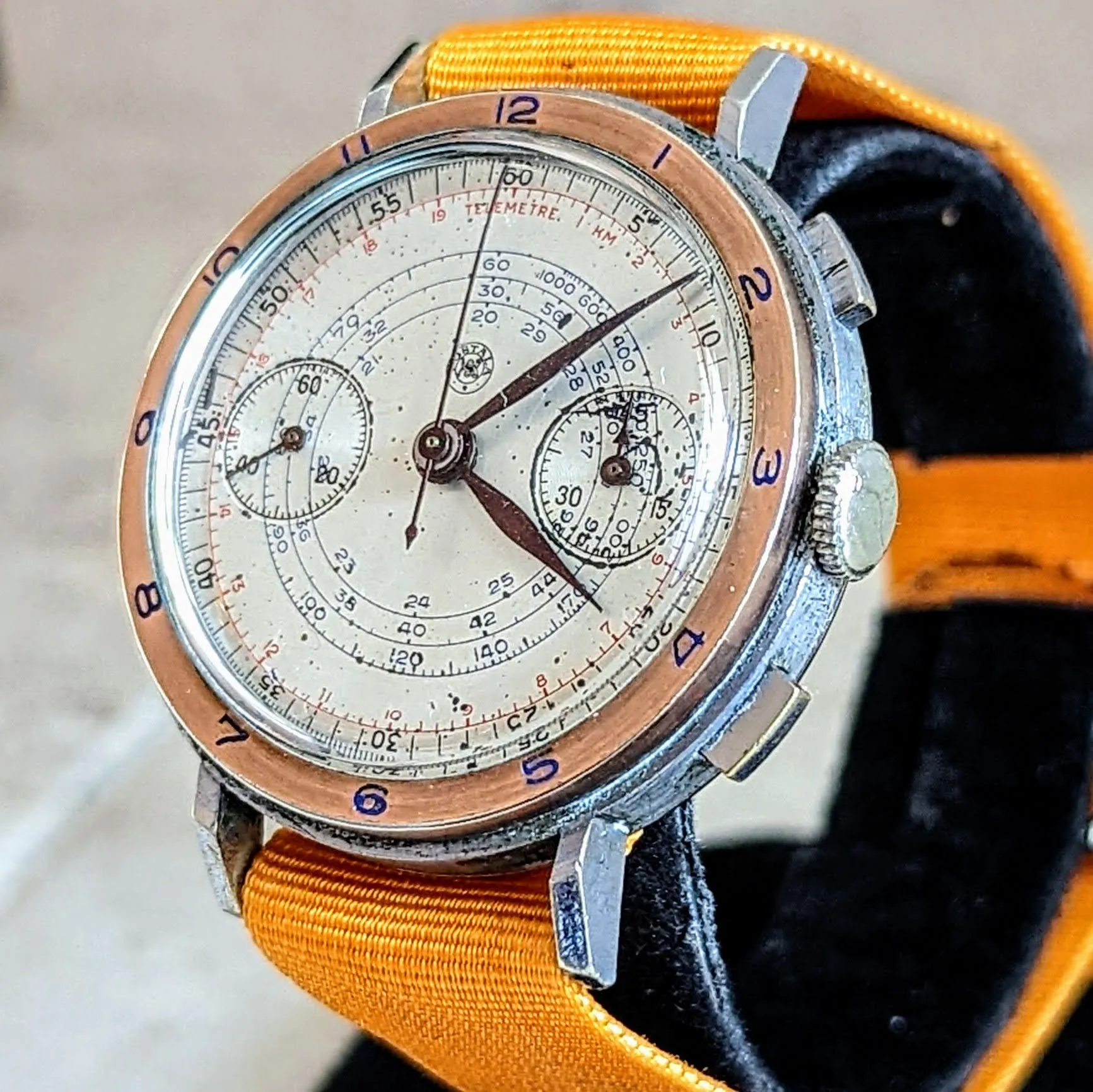 POSTALA Military Doctor's Watch Landeron 39 Chronograph Wristwatch