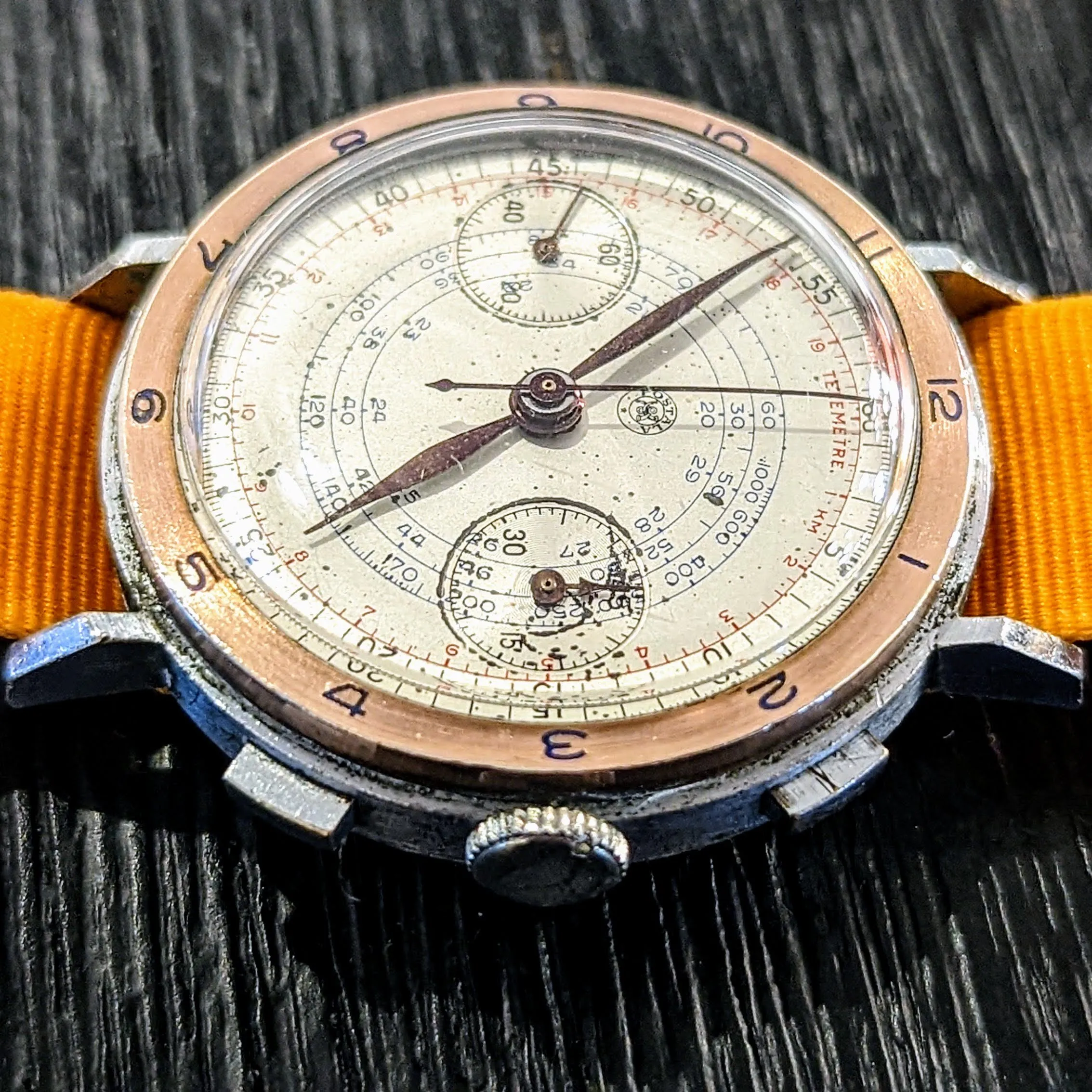 POSTALA Military Doctor's Watch Landeron 39 Chronograph Wristwatch