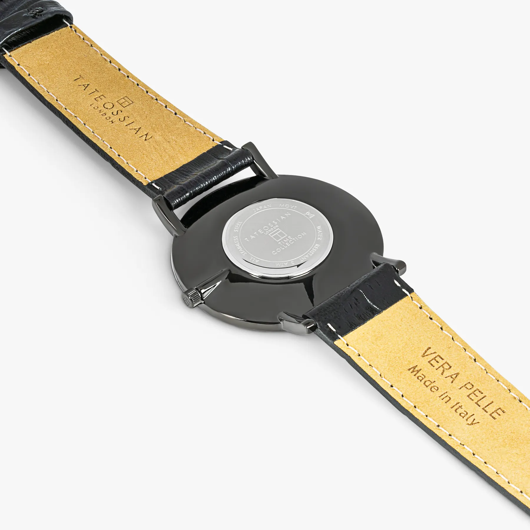 Prezioso watch with black mother of pearl, black Italian leather and black IP plated stainless steel