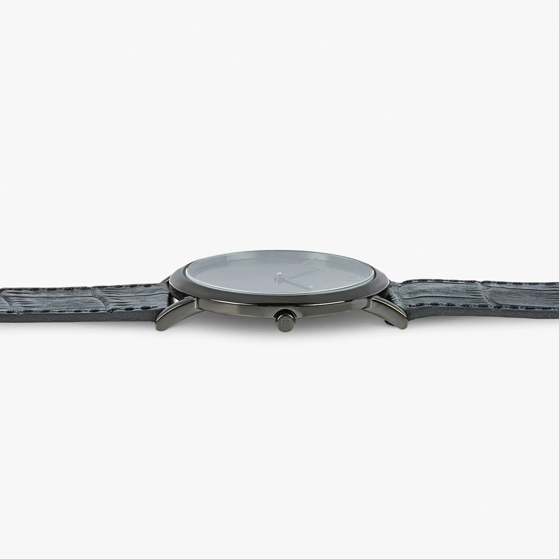 Prezioso watch with black mother of pearl, black Italian leather and black IP plated stainless steel